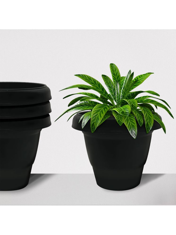     			PHILOSHOP Black Plastic Plant Container Accessories ( Pack of 4 )