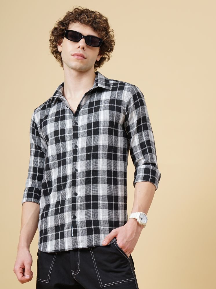     			Paul Street Cotton Blend Slim Fit Checks Full Sleeves Men's Casual Shirt - Black ( Pack of 1 )