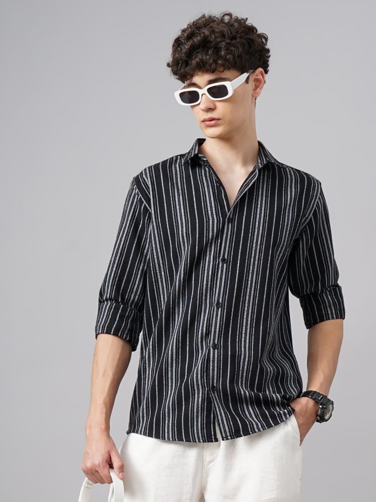     			Paul Street Cotton Blend Slim Fit Striped Full Sleeves Men's Casual Shirt - Black ( Pack of 1 )