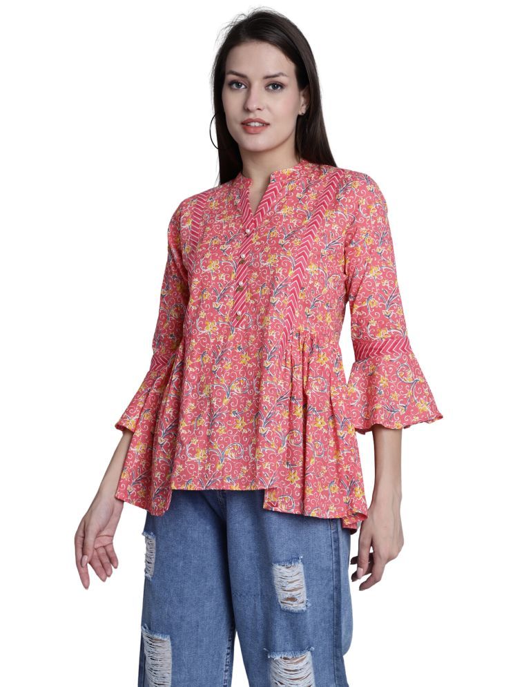     			Rajnandini Cotton Printed A-line Women's Kurti - Peach ( Pack of 1 )