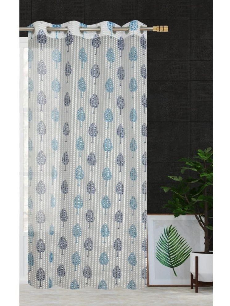     			SWIZIER Nature Semi-Transparent Eyelet Curtain 5 ft ( Pack of 1 ) - Blue