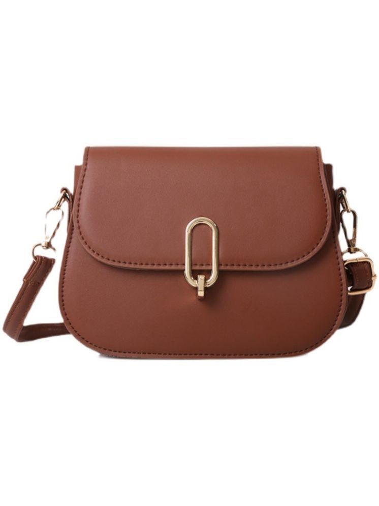     			Santorini Brown PU Sling Bag