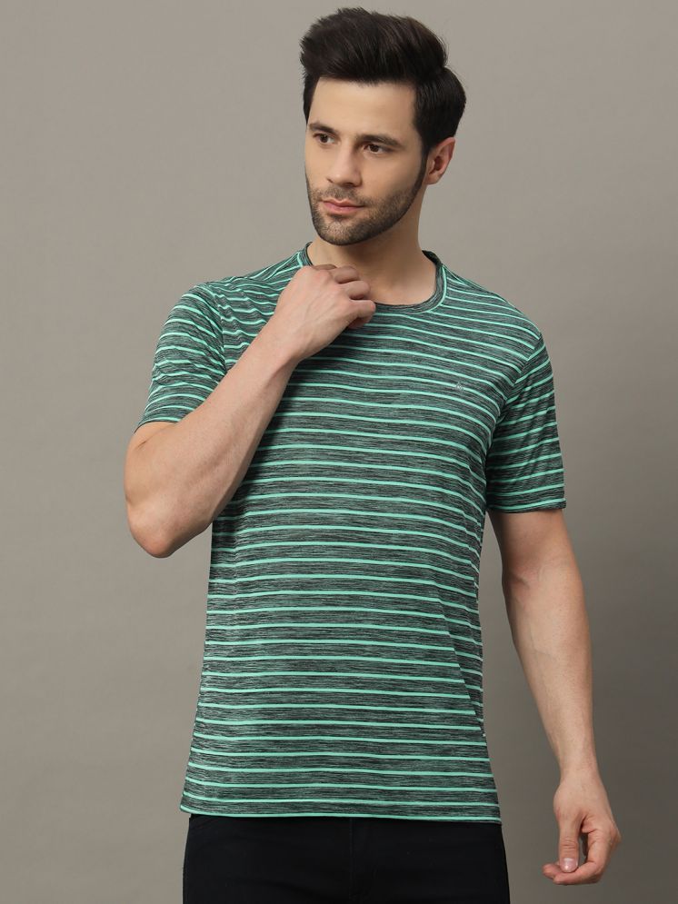     			XFOX Cotton Blend Regular Fit Striped Half Sleeves Men's Round T-Shirt - Green ( Pack of 1 )