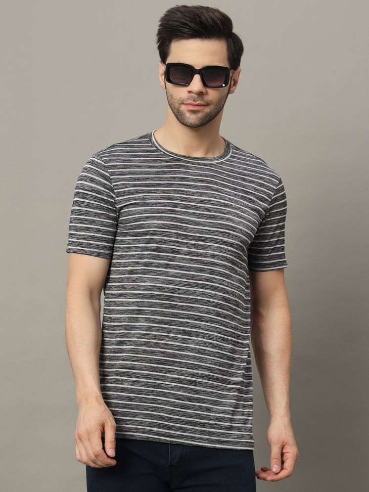     			XFOX Cotton Blend Regular Fit Striped Half Sleeves Men's Round T-Shirt - Black ( Pack of 1 )