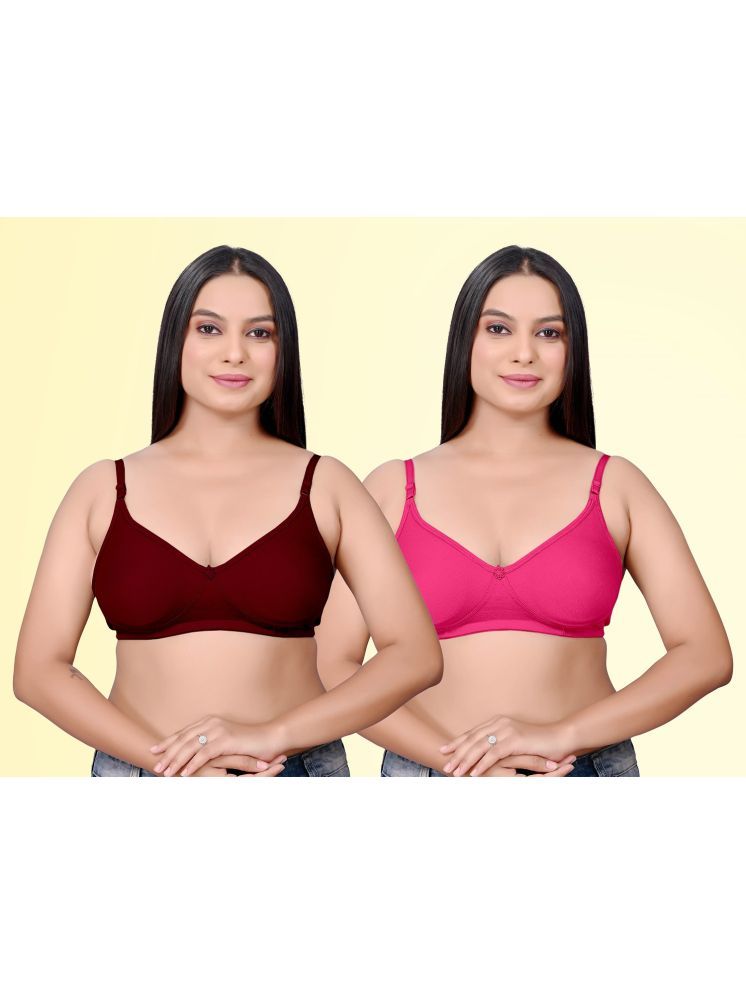     			haya fashion Pack of 2 Cotton Non Padded Women's Everyday Bra ( Multicolor ) Pushup D706