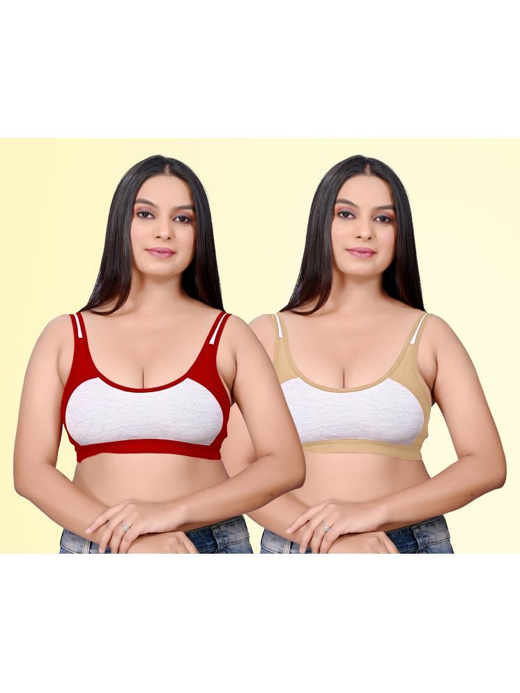     			haya fashion Pack of 2 Cotton Non Padded Women's Everyday Bra ( Multicolor ) Rima Sports D706