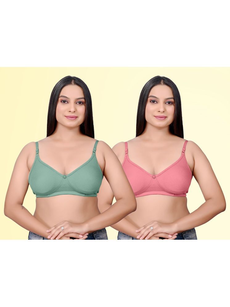     			haya fashion Pack of 2 Cotton Non Padded Women's Everyday Bra ( Multicolor ) Pushup D706