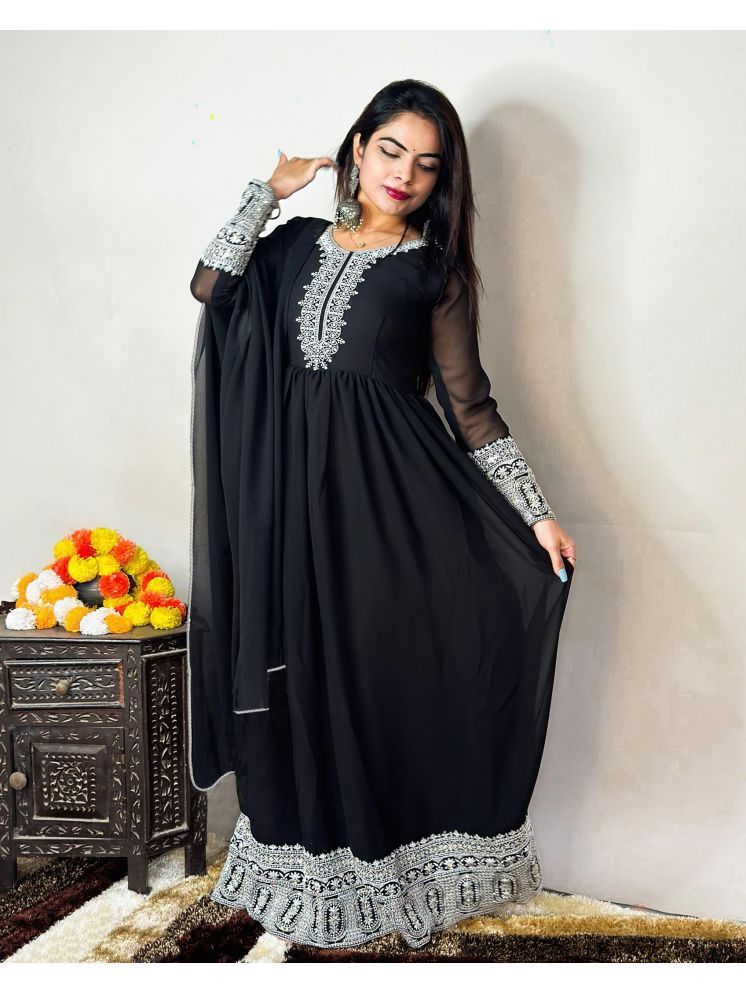     			kedar fab Black Anarkali Georgette Women's Stitched Ethnic Gown ( Pack of 1 )