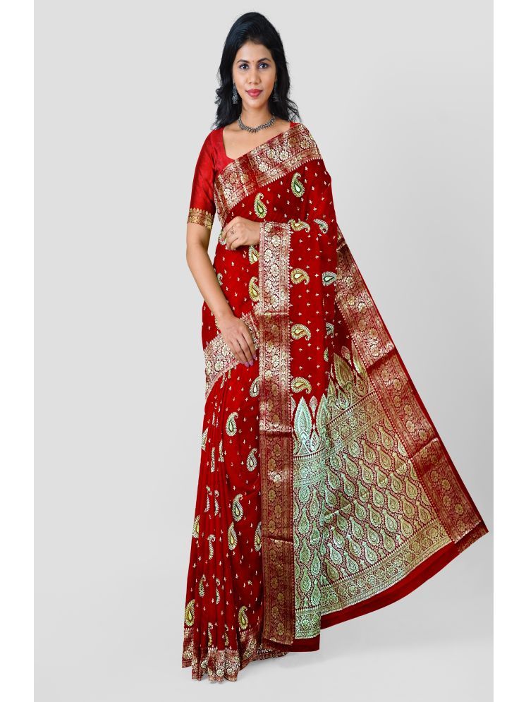     			shopeezy tex fab Banarasi Silk Woven Saree With Blouse Piece - Red ( Pack of 1 )