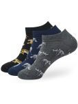 Balenzia Cotton Blend Men's Printed Multicolor Low Cut Socks ( Pack of 3 )