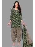 shree jeenmata collection Cotton Printed Kurti With Patiala Women's Stitched Salwar Suit - Green ( Pack of 1 )