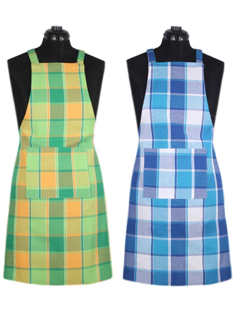     			SBN New Life Style Cotton Checks Kitchen Apron with 1 Center Pocket ( Pack of 2 )