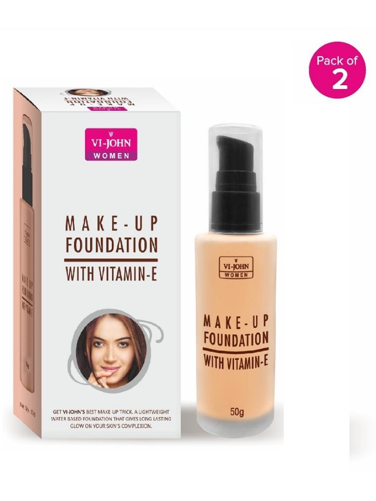     			VI-JOHN Full Coverage Fairness MAKE-UP Foundation with Vitamin E ,Matte Liquid E 50ml Pack of 2