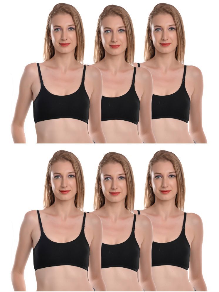     			Viral Girl Pack of 6 Cotton Non Padded Women's Teenage Bra ( Black ) MV-KINJAL-BLACK-SETOF6