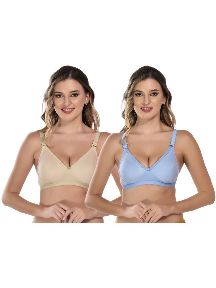     			Viral Girl Blue Cotton Non Padded Women's T-Shirt Bra ( Pack of 2 )