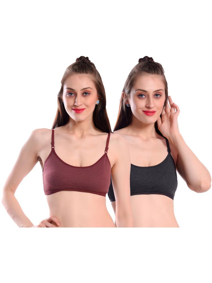     			Viral Girl Dark Grey Cotton Non Padded Women's Teenage Bra ( Pack of 2 )