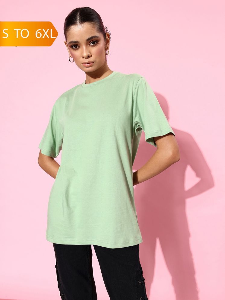     			plusperfaction Mint Green Cotton Women's T-Shirt ( Pack of 1 )