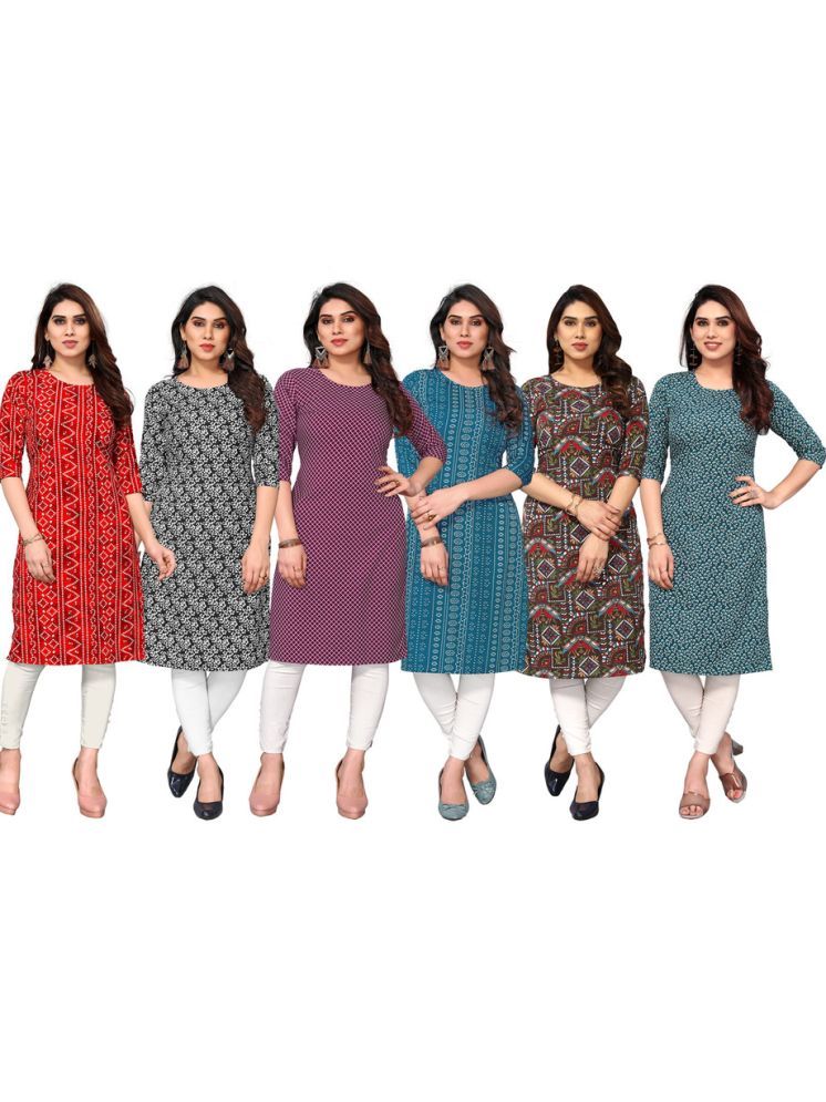     			KETAKI FASHION Crepe Printed Straight Women's Kurti - Multicolor9 ( Pack of 6 )