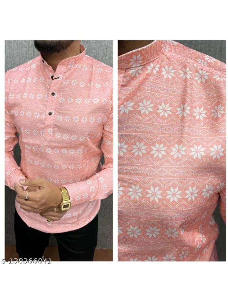     			BOUGHT FIRST Pink Cotton Blend Men's Shirt Style Kurta ( Pack of 1 )