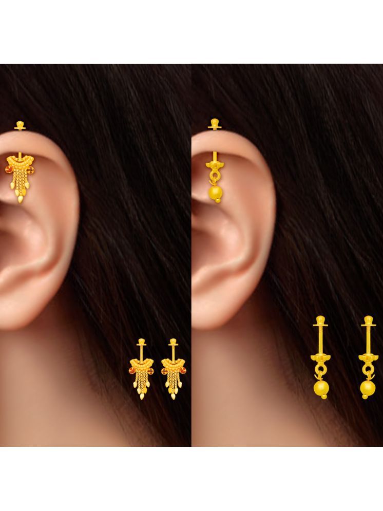     			Drashti Collection Golden EarCuff Earrings ( Pack of 2 )