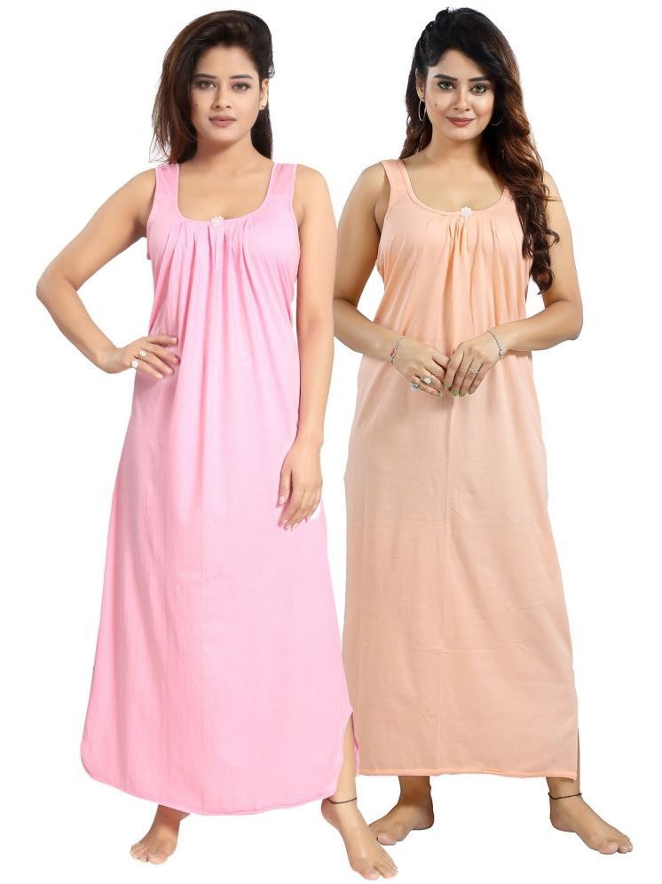     			INNER BEATS Multicolor Cotton Blend Women's Nightwear Nighty & Night Gowns ( Pack of 2 )