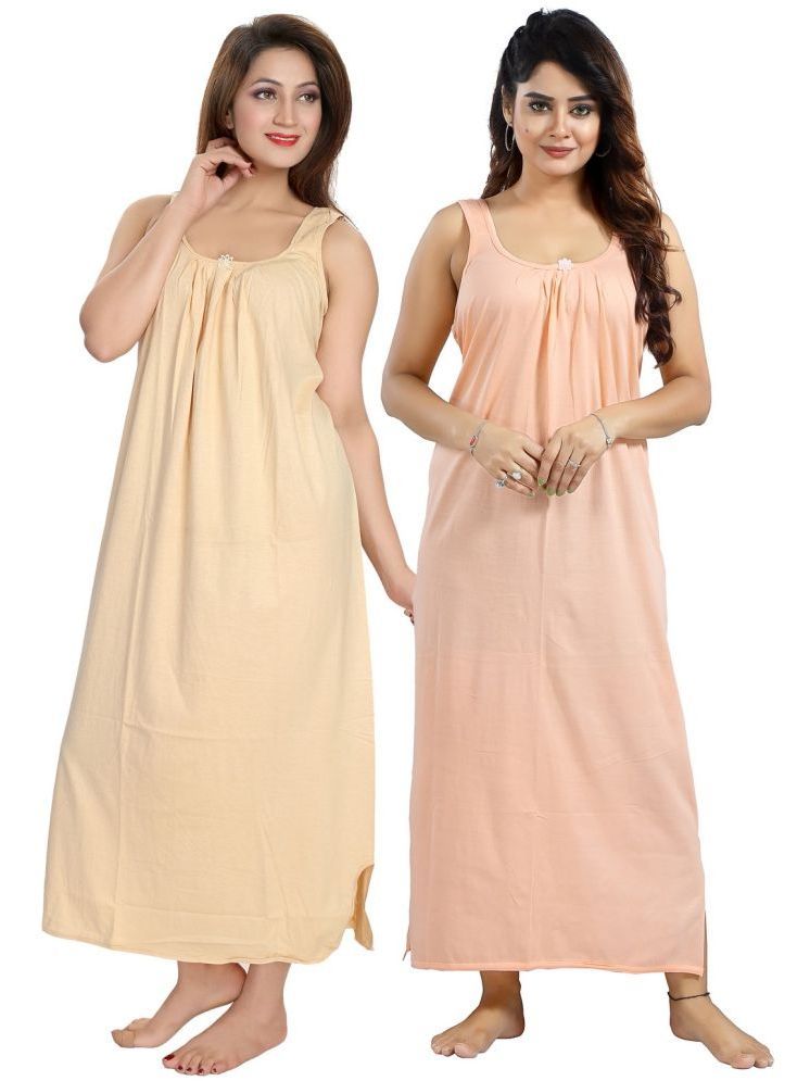     			INNER BEATS Multicolor Cotton Blend Women's Nightwear Nighty & Night Gowns ( Pack of 2 )