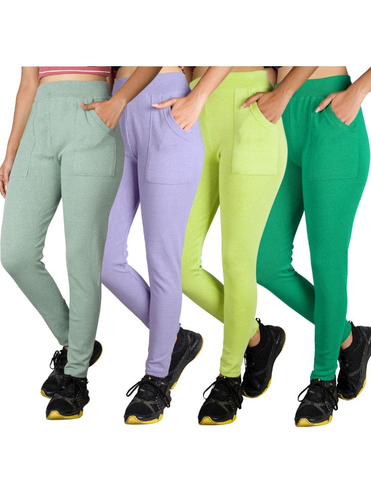     			KARARO JEGGINGS - Cotton Blend Skinny Fit Mint Green Women's Jeggings ( Pack of 4 )