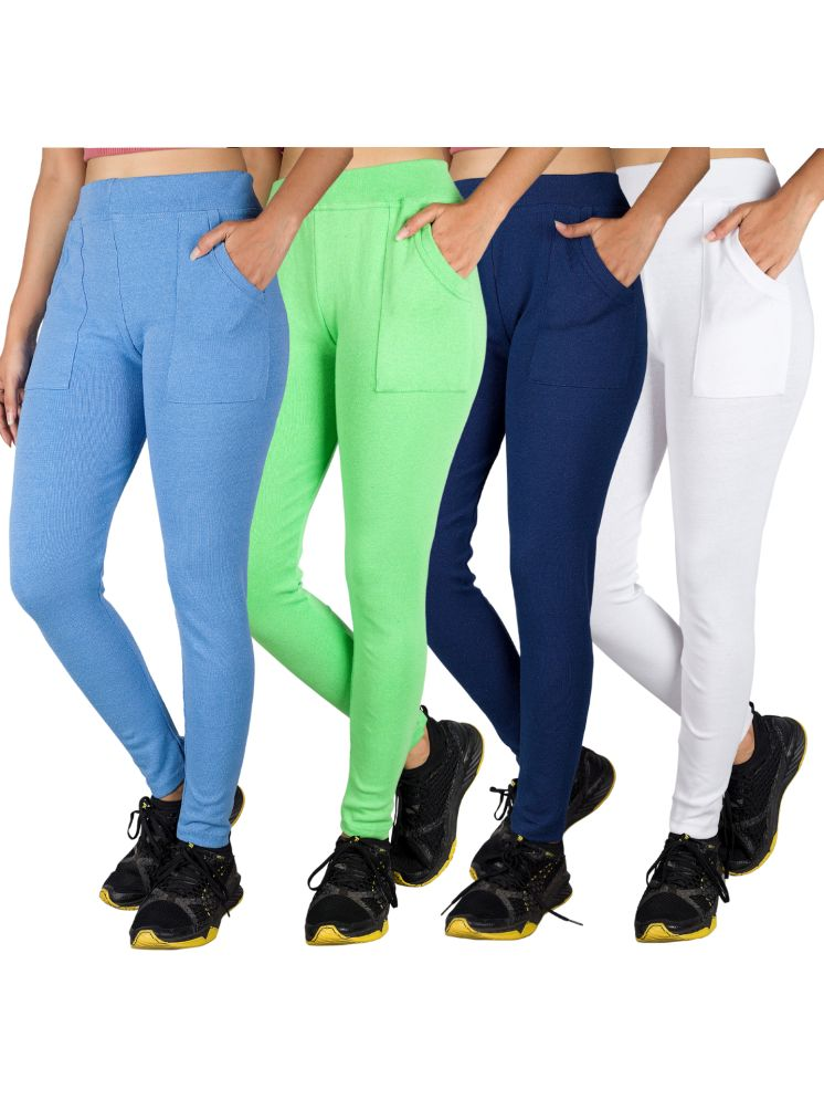     			KARARO JEGGINGS - Cotton Blend Skinny Fit Blue Women's Jeggings ( Pack of 4 )