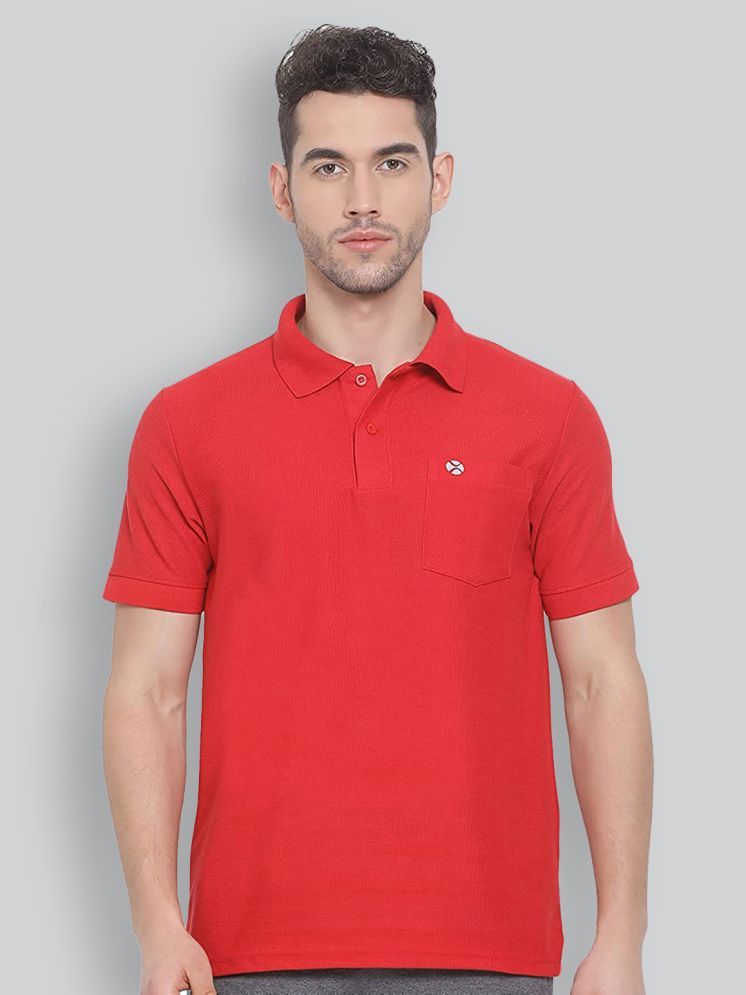     			Lux Nitro Cotton Blend Regular Fit Solid Half Sleeves Men's Polo T Shirt - Red ( Pack of 1 )