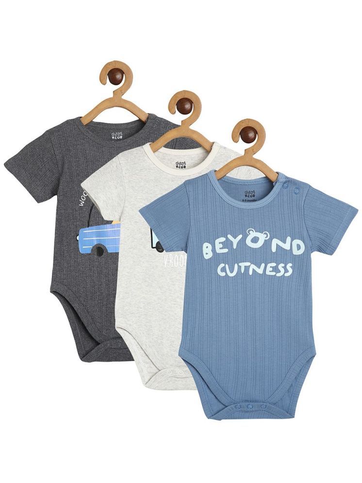     			MINI KLUB Multi Color Cotton Bodysuit For Baby Boy ( Pack of 3 )