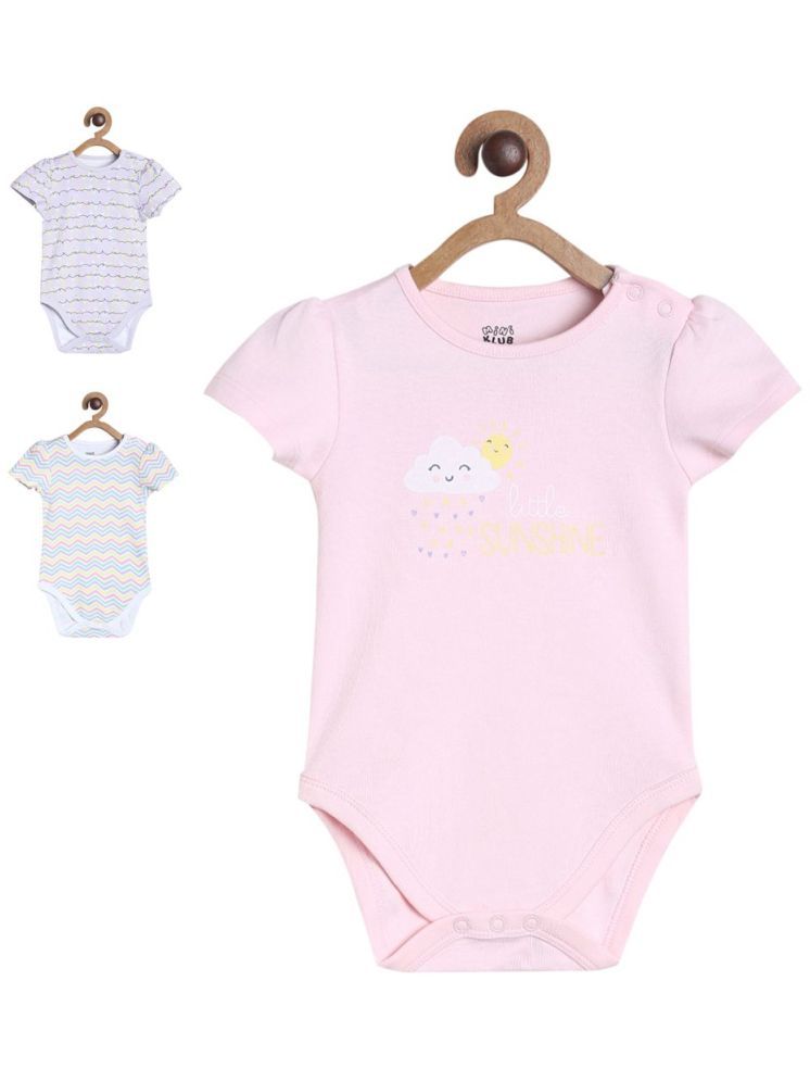     			MINI KLUB Multi Color Cotton Bodysuit For Baby Girl ( Pack of 3 )