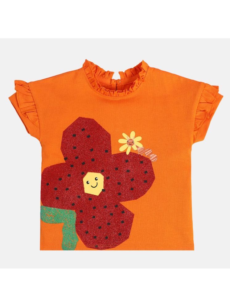     			MINI KLUB Orange Cotton Girls Top ( Pack of 1 )