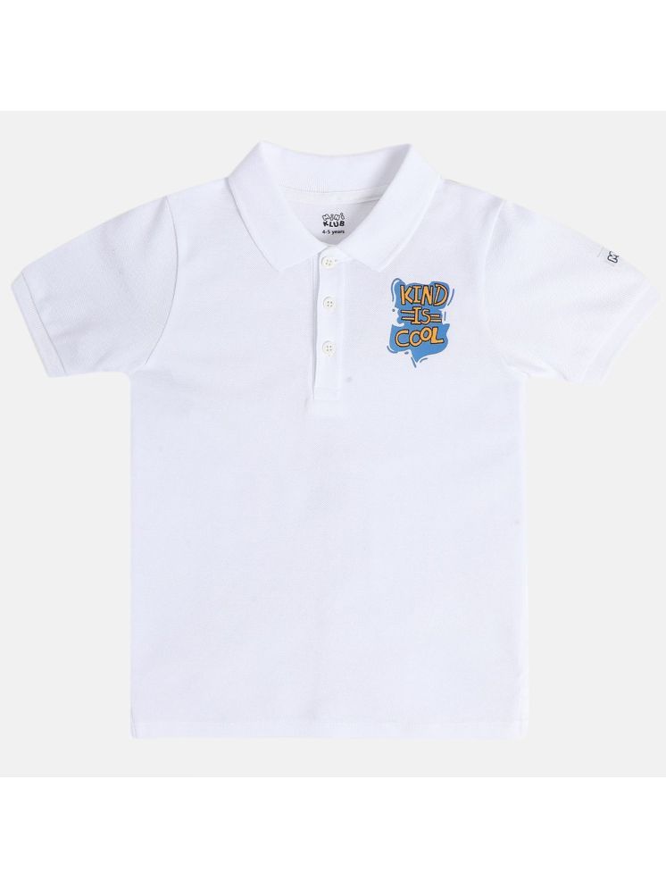     			MINI KLUB White Cotton Polo Collar Boys T-Shirt ( Pack of 1 )