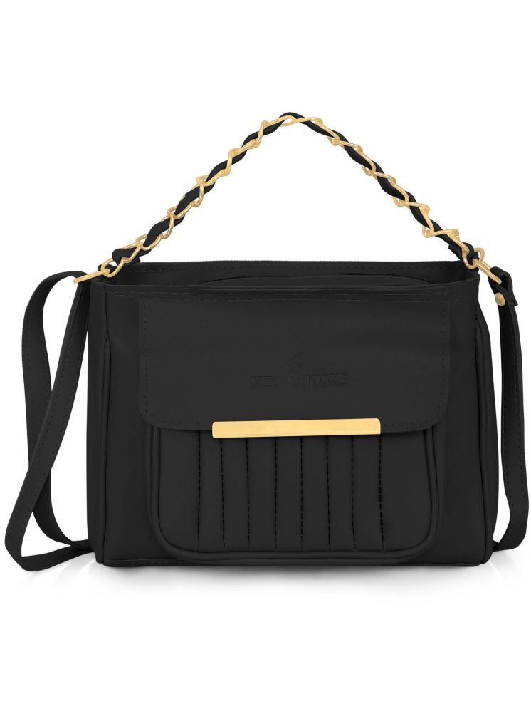     			New Choice Black Faux Leather Handheld Bag