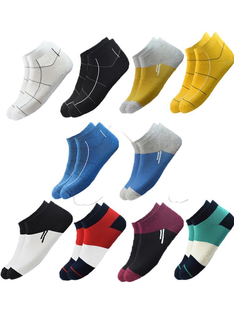     			hicode Blended Men's Colorblock Multicolor Ankle Length Socks ( Pack of 10 )