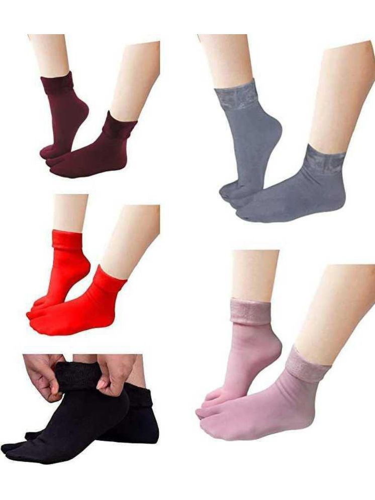     			hicode Woollen Men's Solid Multicolor Ankle Length Socks ( Pack of 5 )