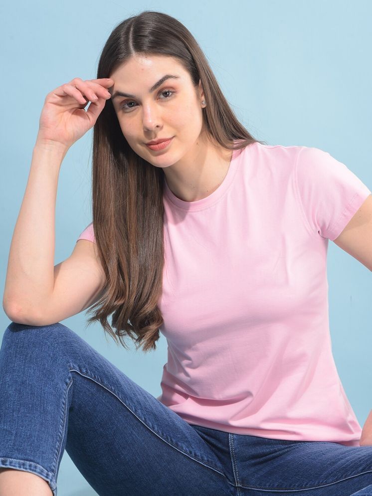     			plusperfaction Pink Cotton Regular Fit Women's T-Shirt ( Pack of 1 )