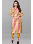 SHIPYA Rayon Printed Straight Women's Kurti - Mustard ( Pack of 1 )