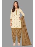 shree jeenmata collection Cotton Printed Kurti With Patiala Women's Stitched Salwar Suit - White ( Pack of 1 )