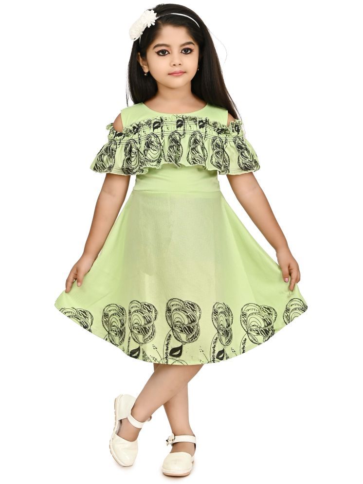     			JCT DRESSES Light Green Crepe Girls Frock ( Pack of 1 )