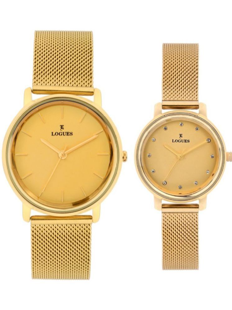     			LOGUES WATCHES Gold Stainless Steel Analog Couple's Watch