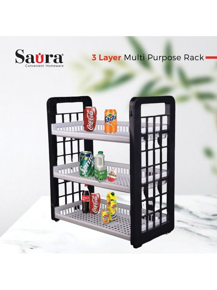     			Saura Black Plastic Kitchen Trolleys ( Pack of 1 )