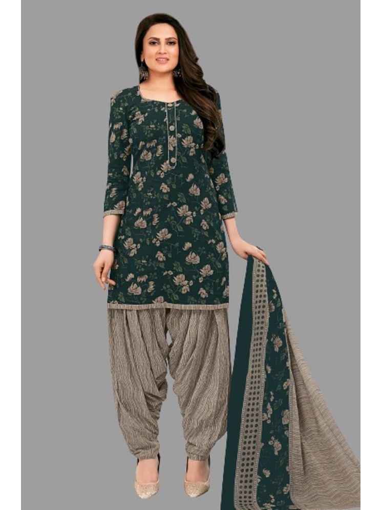     			shree jeenmata collection Cotton Printed Kurti With Patiala Women's Stitched Salwar Suit - Green ( Pack of 1 )