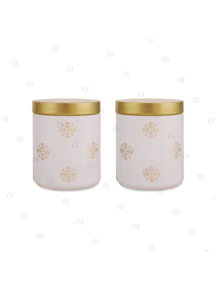     			CROCO JAR Glass Gold Cookie Container ( Set of 2 )