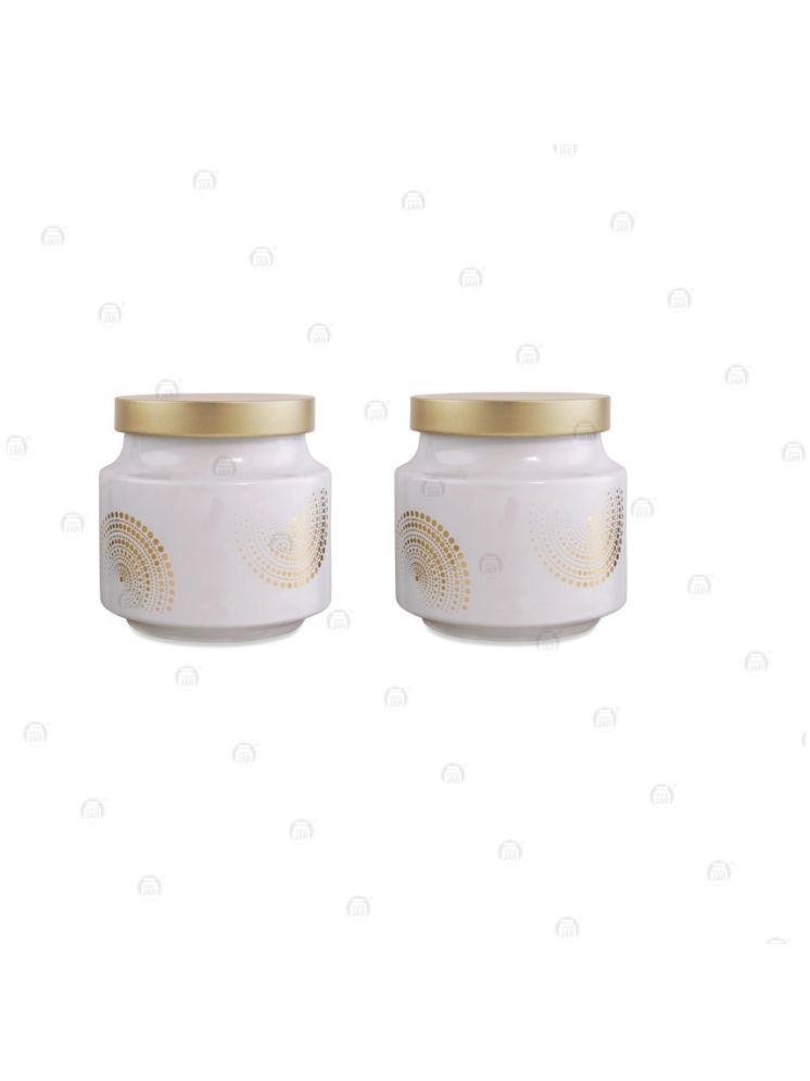     			CROCO JAR Glass Gold Cookie Container ( Set of 2 )