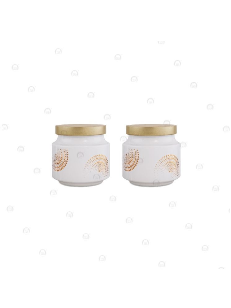     			CROCO JAR Glass Gold Cookie Container ( Set of 2 )