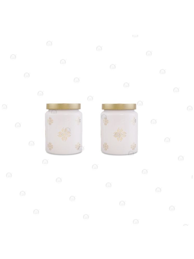     			CROCO JAR Glass Gold Cookie Container ( Set of 2 )