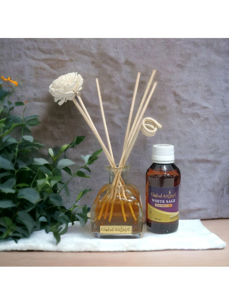     			GLOBAL AROMA White Sage Fragrane Reed  Diffuser Set, Aroma Oil, Diffuser  (100 ml)