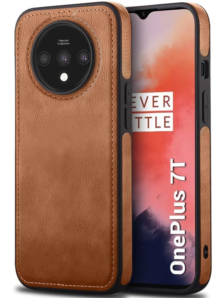     			Gemesha Plain Cases Compatible For Leather Oneplus 7T ( Pack of 1 )