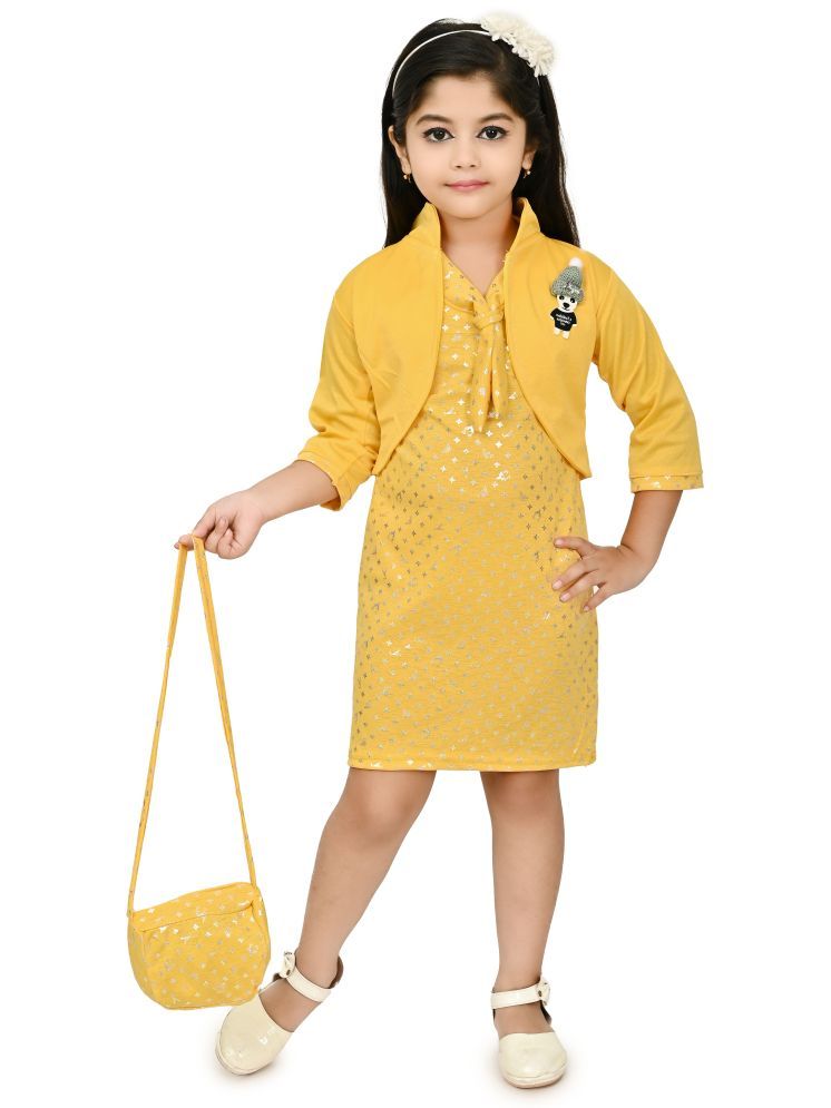     			JCT DRESSES Yellow Crepe Girls A-line Dress ( Pack of 1 )